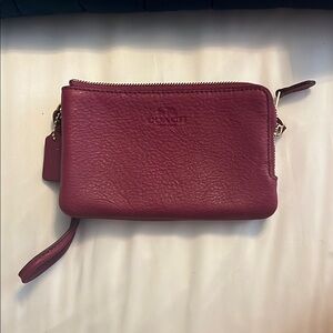 Coach Women's Burgundy Leather Wristlet